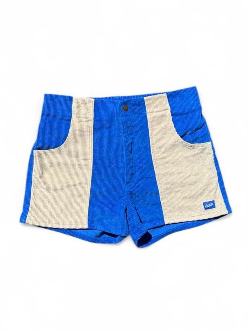 Hammies Vintage Style Corduroy Shorts Royal Blue Cream Patch Pocket - Size 36